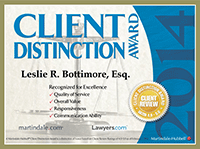 Client Distinction Award leslie r. bottimore, esq. 2014