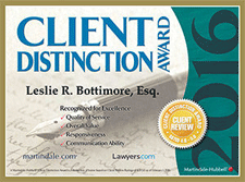 Client Distinction Award leslie r. bottimore, esq. 2016