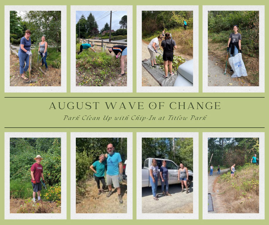 August Wave of Change Park Clean up with Chip-In at Titlow Park